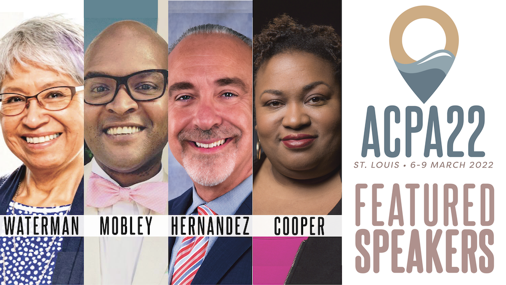 ACPA22 Featured Speakers. Waterman, Mobley, Hernandez, Cooper. Headshots of all 4 individuals
